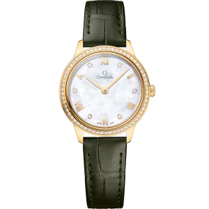 Omega De Ville Prestige 27.5 mm, yellow gold on leather strap