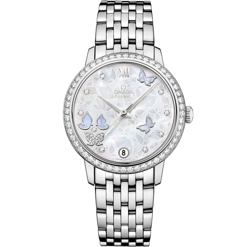 Omega De Ville Prestige 32.7 mm, white gold on white gold