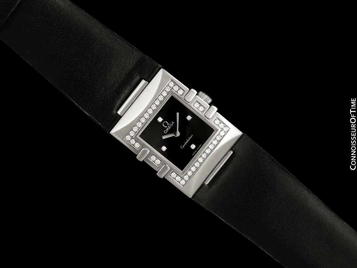 Omega Ladies Constellation Quadra Watch - Stainless Steel & Original Omega Factory Set Diamonds