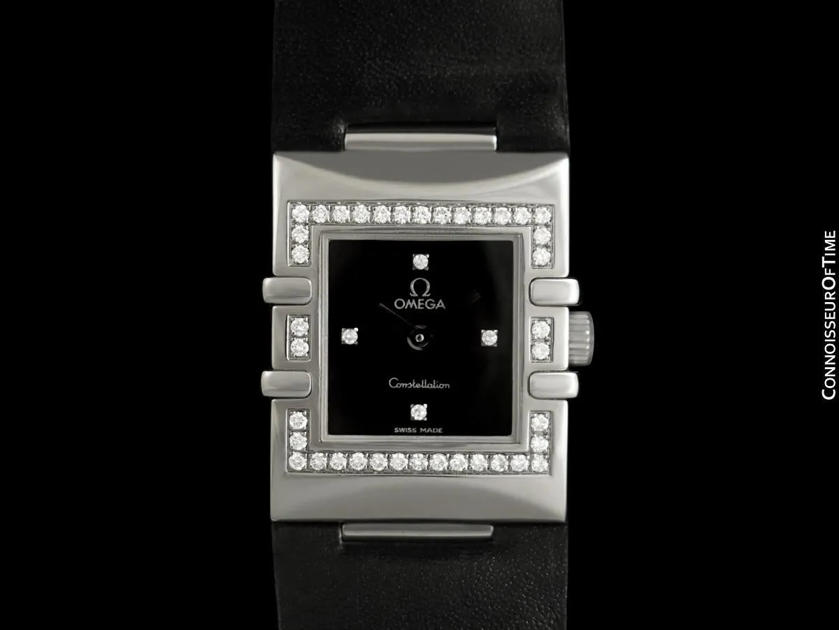 Omega Ladies Constellation Quadra Watch - Stainless Steel & Original Omega Factory Set Diamonds