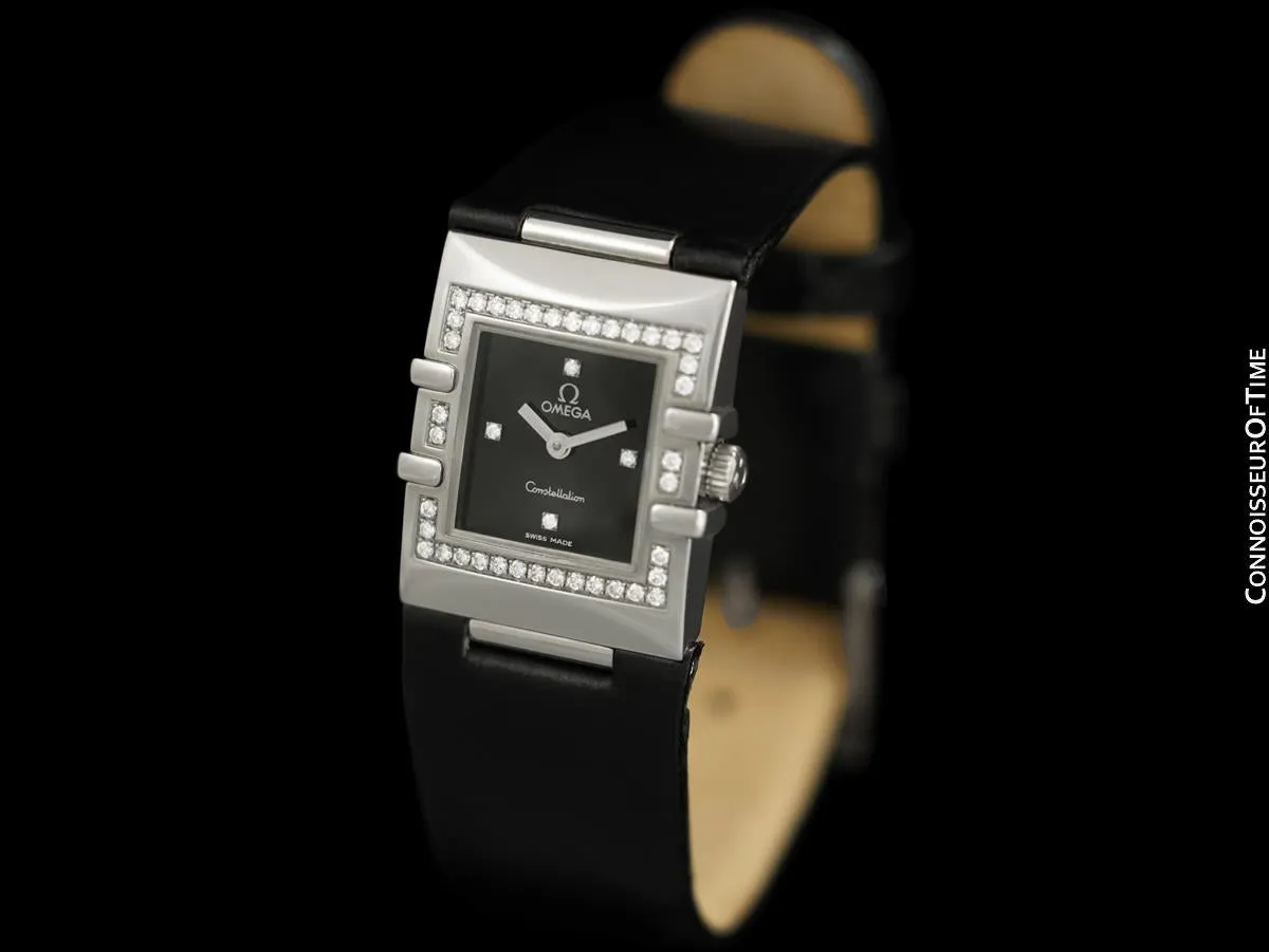 Omega Ladies Constellation Quadra Watch - Stainless Steel & Original Omega Factory Set Diamonds