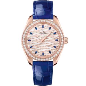 Omega Seamaster Aqua Terra 150M 34 mm, Sedna™ gold on leather strap