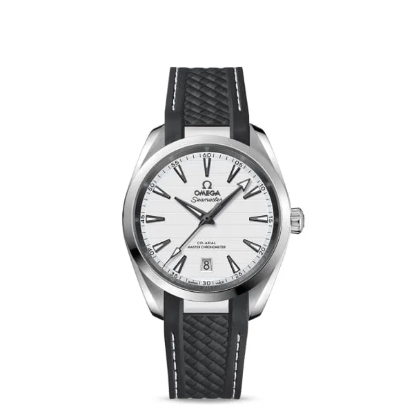 Omega Seamaster Aqua Terra 150M 38mm Watch - Ref: 220.12.38.20.02.001 - White Index Dial, Black Rubber Strap
