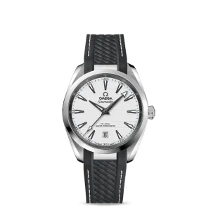 Omega Seamaster Aqua Terra 150M 38mm Watch - Ref: 220.12.38.20.02.001 - White Index Dial, Black Rubber Strap