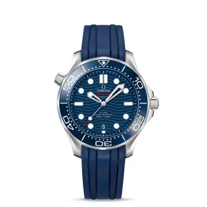 Omega Seamaster Diver 300M 42mm Watch - Ref: 210.32.42.20.03.001 - Blue Index Dial, Blue Rubber Strap