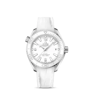 Omega Seamaster Planet Ocean 600 40mm Watch - Ref: 215.33.40.20.04.001 - White Index Dial, White Leather Strap