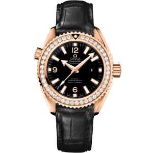 Omega Seamaster Planet Ocean 600M 37.5 mm, red gold on leather strap
