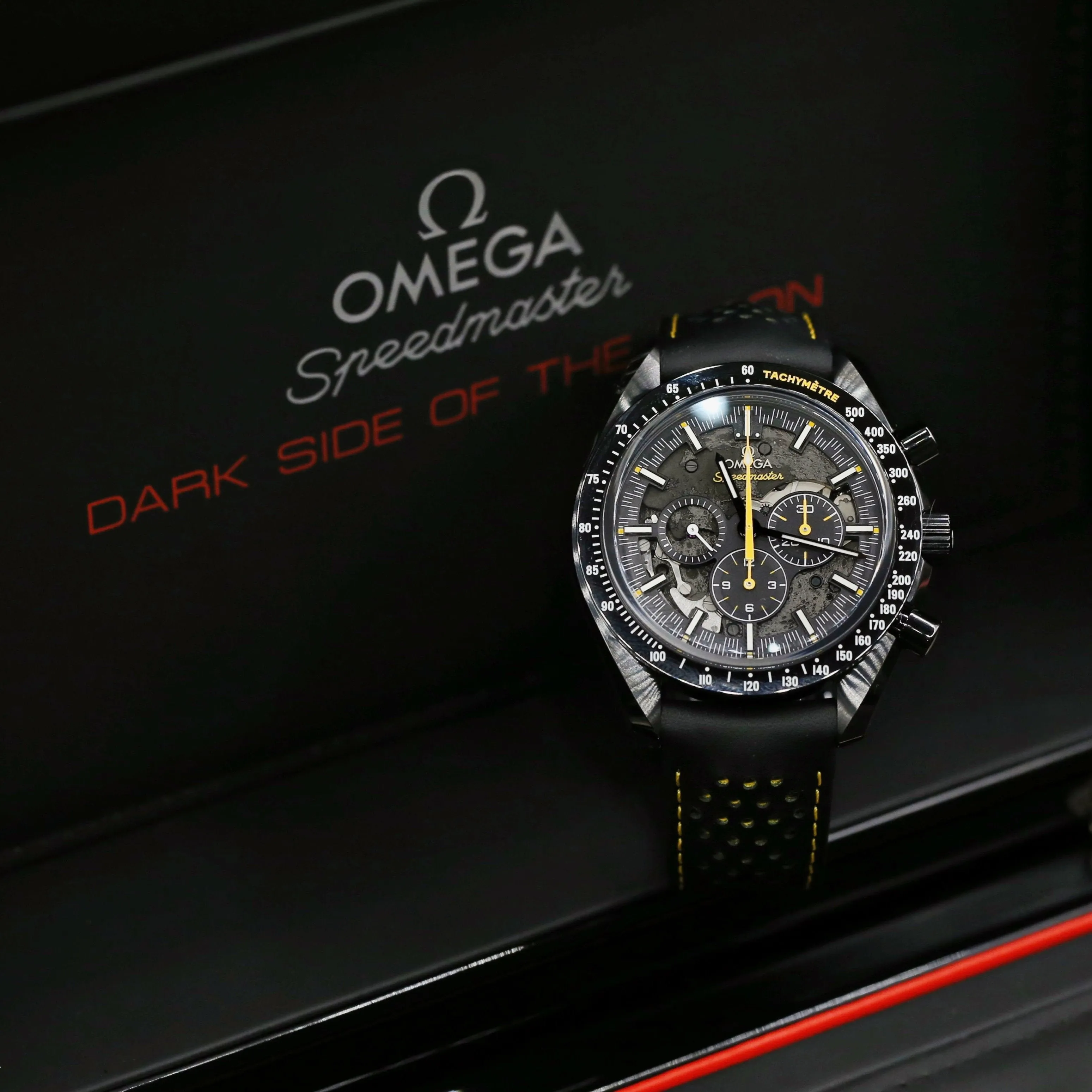 Omega Speedmaster Apollo 8 44mm Watch - Ref: 311.92.44.30.01.001 - Black Index Dial, Black Leather Strap