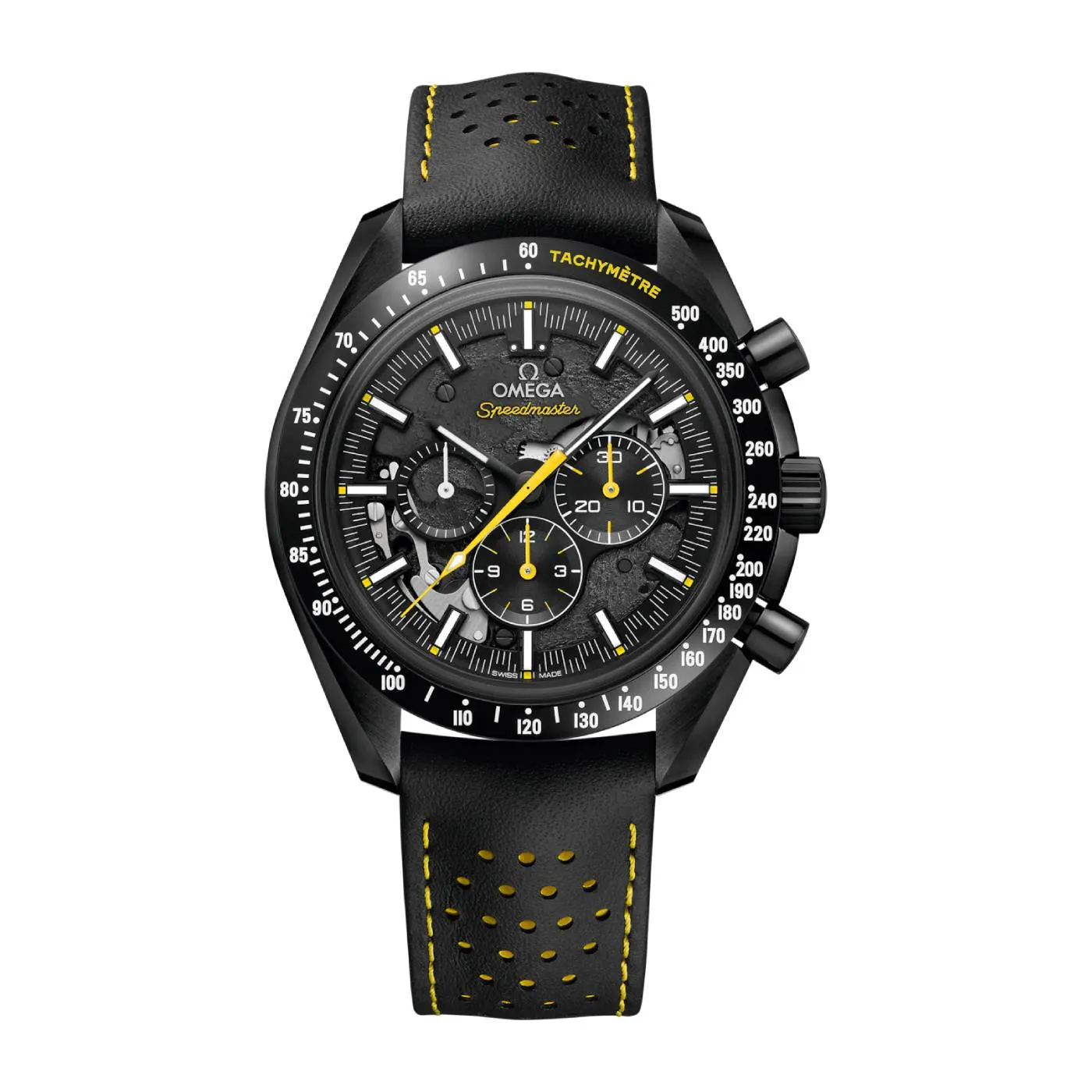 Omega Speedmaster Apollo 8 44mm Watch - Ref: 311.92.44.30.01.001 - Black Index Dial, Black Leather Strap