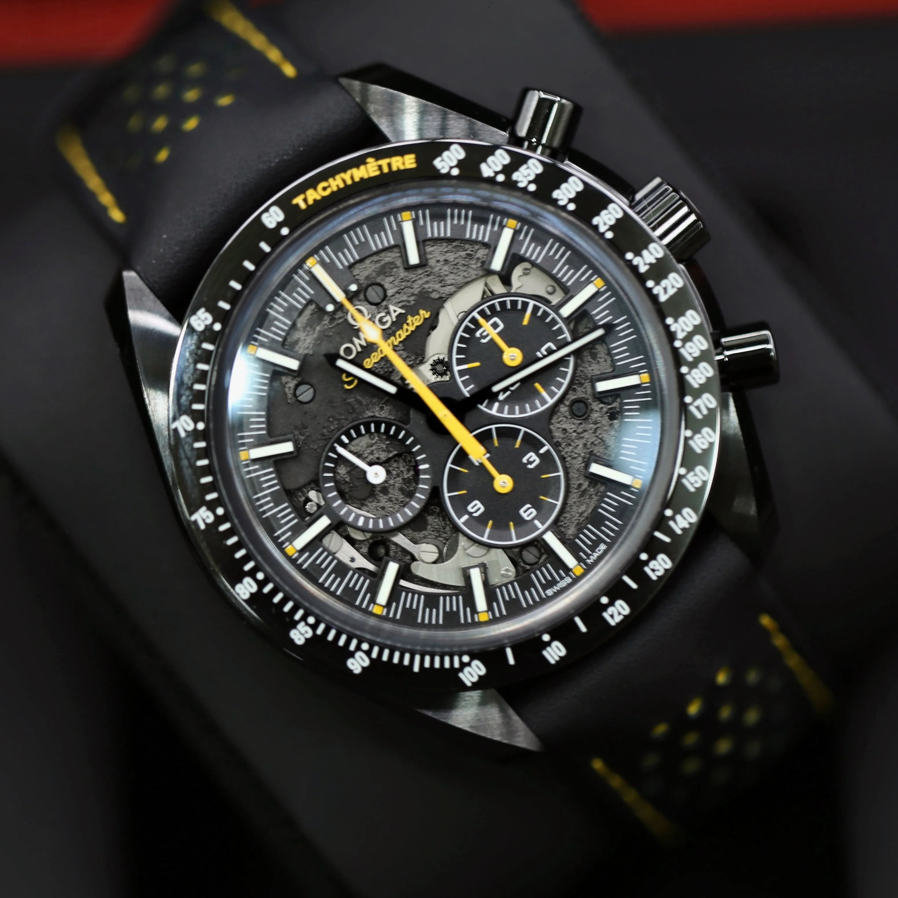 Omega Speedmaster Apollo 8 44mm Watch - Ref: 311.92.44.30.01.001 - Black Index Dial, Black Leather Strap