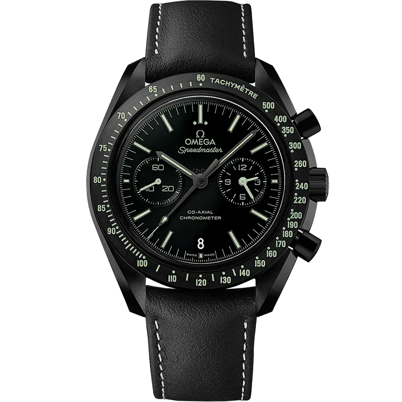 Omega Speedmaster Dark Side of the Moon 44.25 mm, black ceramic on leather strap