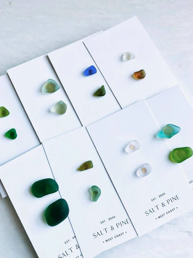 One Of A Kind Sea Glass Stud Earrings