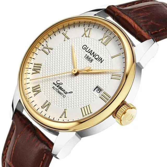 Original GUANQIN Watches Men Mechanical Watch 2019 Leather Clock Luxury Men's Watch Business Waterproof Watches for Men Clock