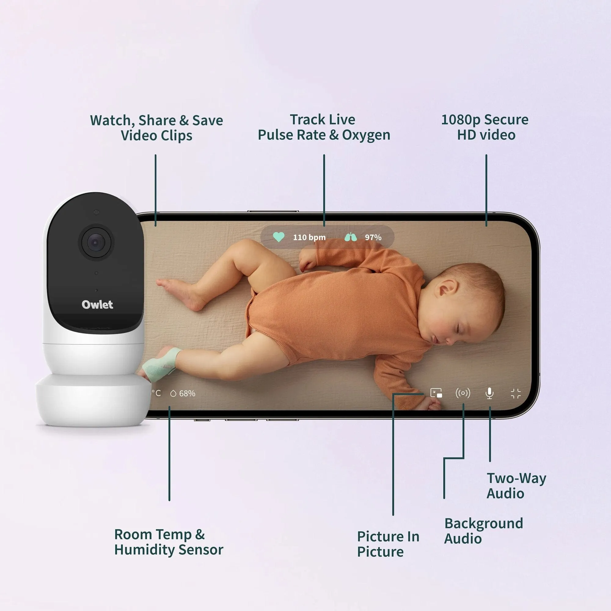 Owlet Set of Dream Sock   Cam 2 - Mint
