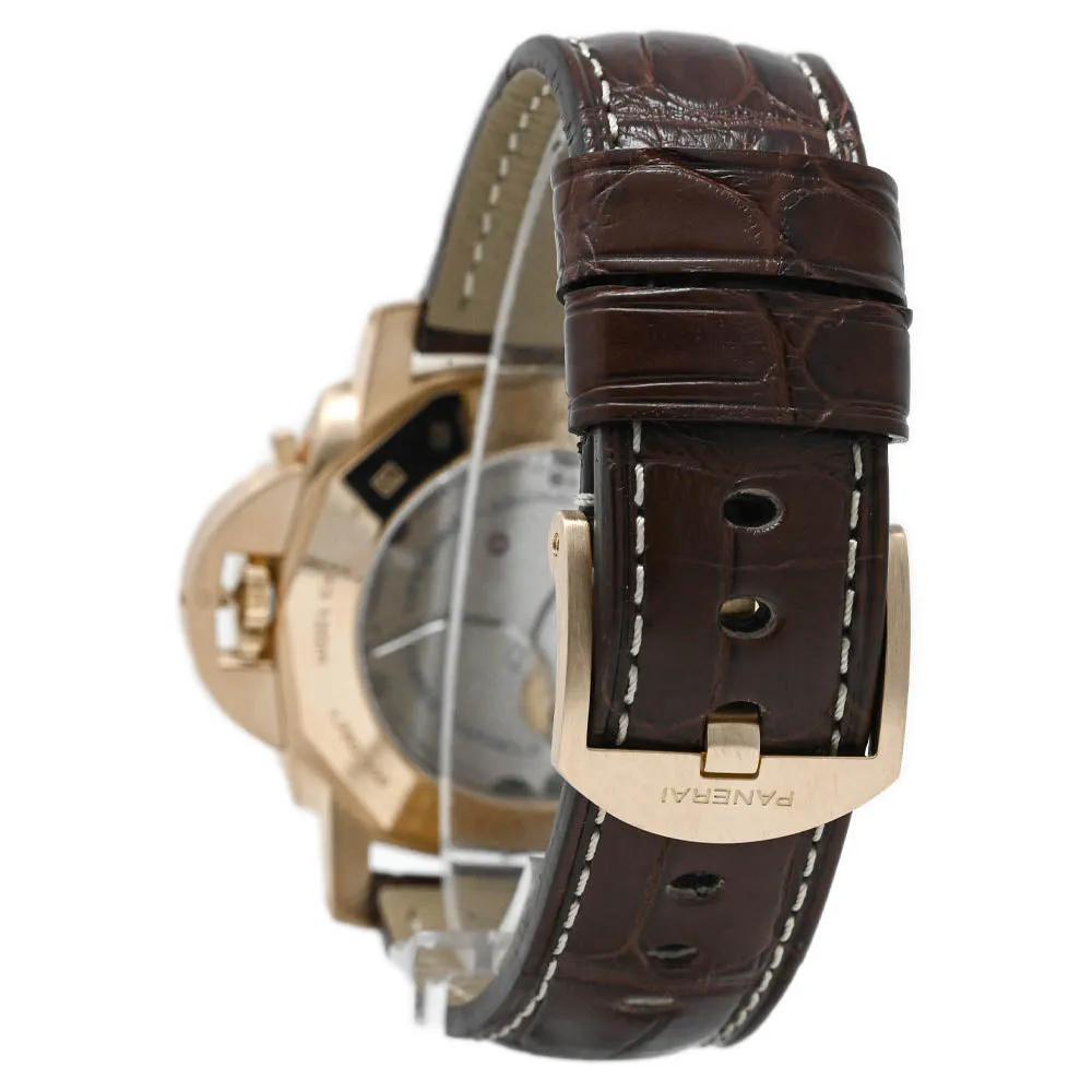 Panerai Men's Luminor 1950 8 Days GMT 18K Rose Gold 44mm Brown Dial Watch Reference #: PAM00289