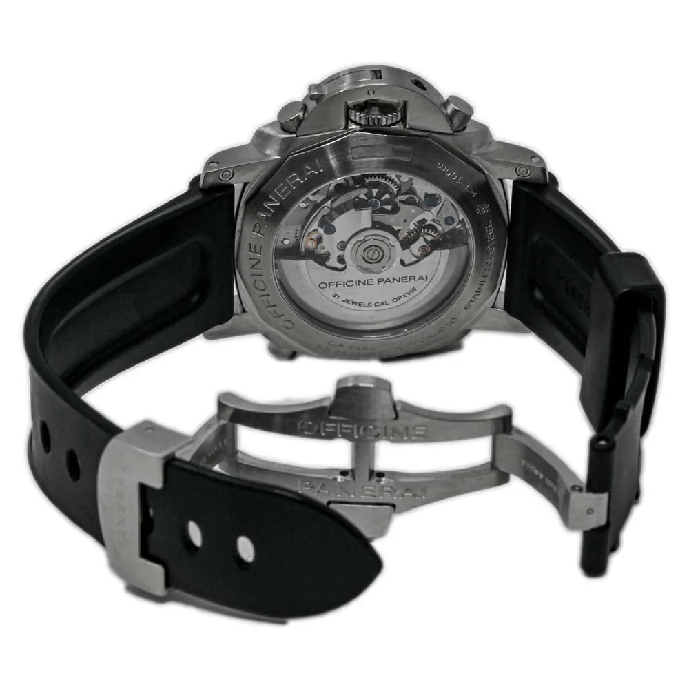Panerai Men's Luminor 1950 Rattrapante Stainless Steel 44mm Black Stick & Arabic Numeral Dial Watch Reference #: PAM00362