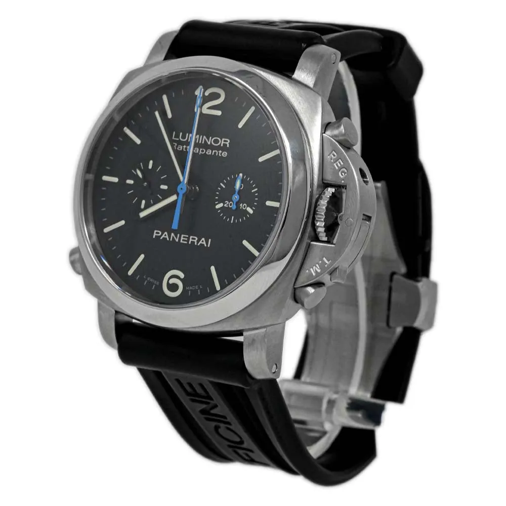 Panerai Men's Luminor 1950 Rattrapante Stainless Steel 44mm Black Stick & Arabic Numeral Dial Watch Reference #: PAM00362