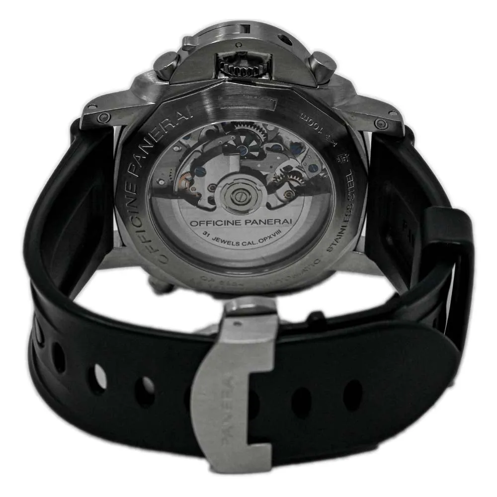 Panerai Men's Luminor 1950 Rattrapante Stainless Steel 44mm Black Stick & Arabic Numeral Dial Watch Reference #: PAM00362