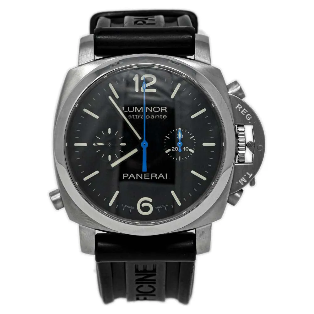 Panerai Men's Luminor 1950 Rattrapante Stainless Steel 44mm Black Stick & Arabic Numeral Dial Watch Reference #: PAM00362