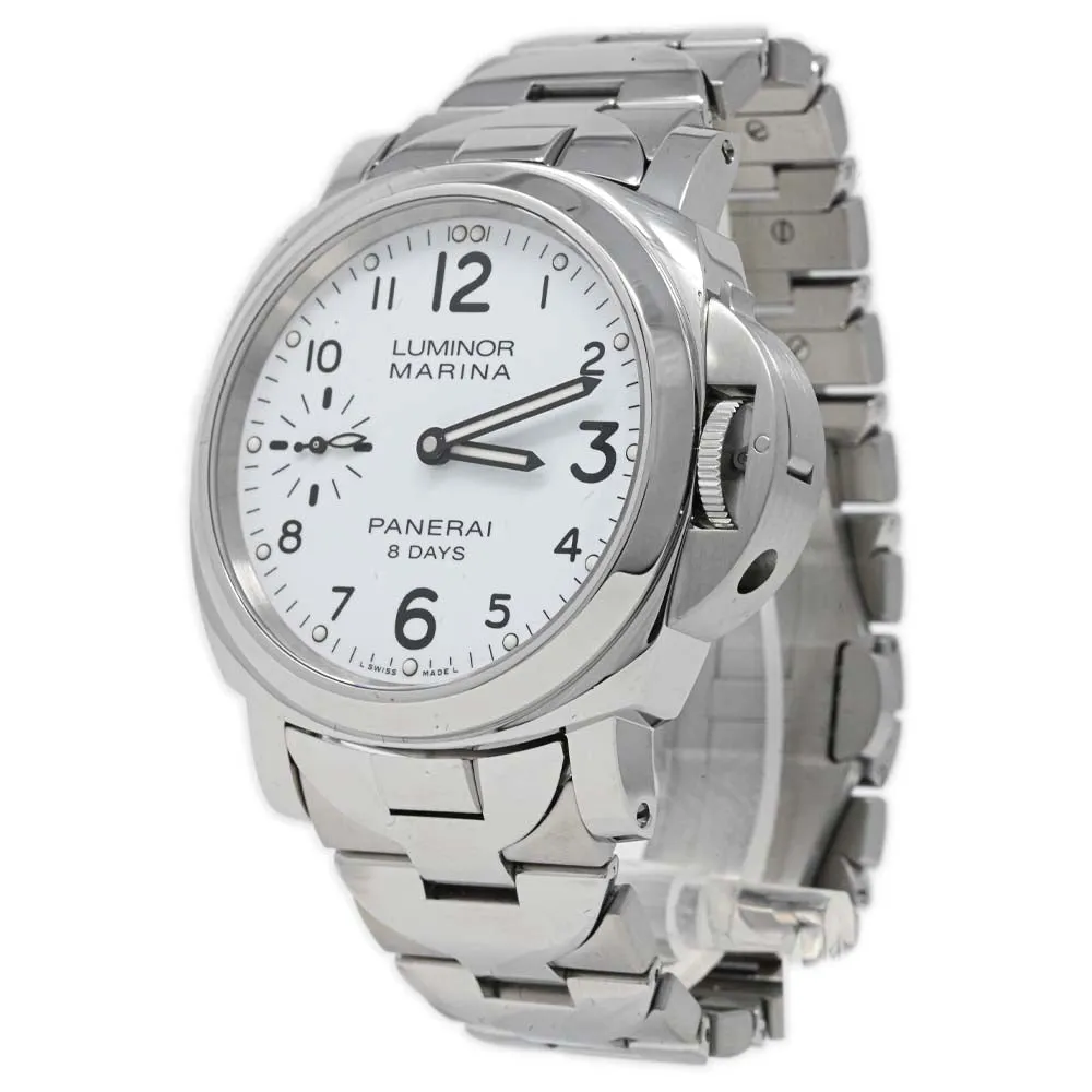 Panerai Men's Luminor Marina 8 Days Stainless Steel 44mm White Arabic Dial Watch Reference #: PAM00563