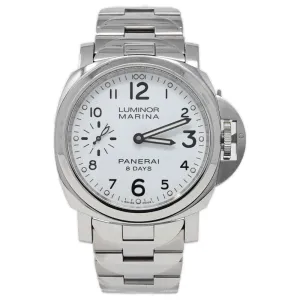 Panerai Men's Luminor Marina 8 Days Stainless Steel 44mm White Arabic Dial Watch Reference #: PAM00563