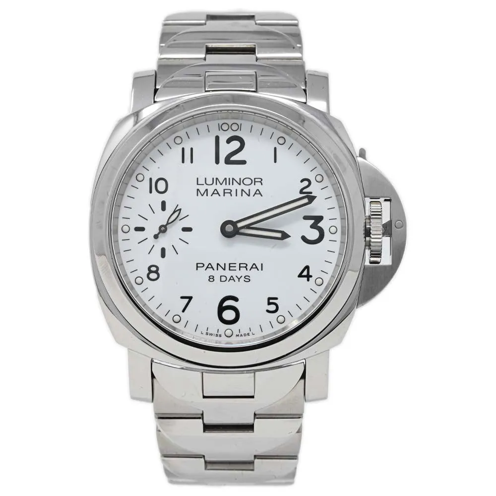 Panerai Men's Luminor Marina 8 Days Stainless Steel 44mm White Arabic Dial Watch Reference #: PAM00563