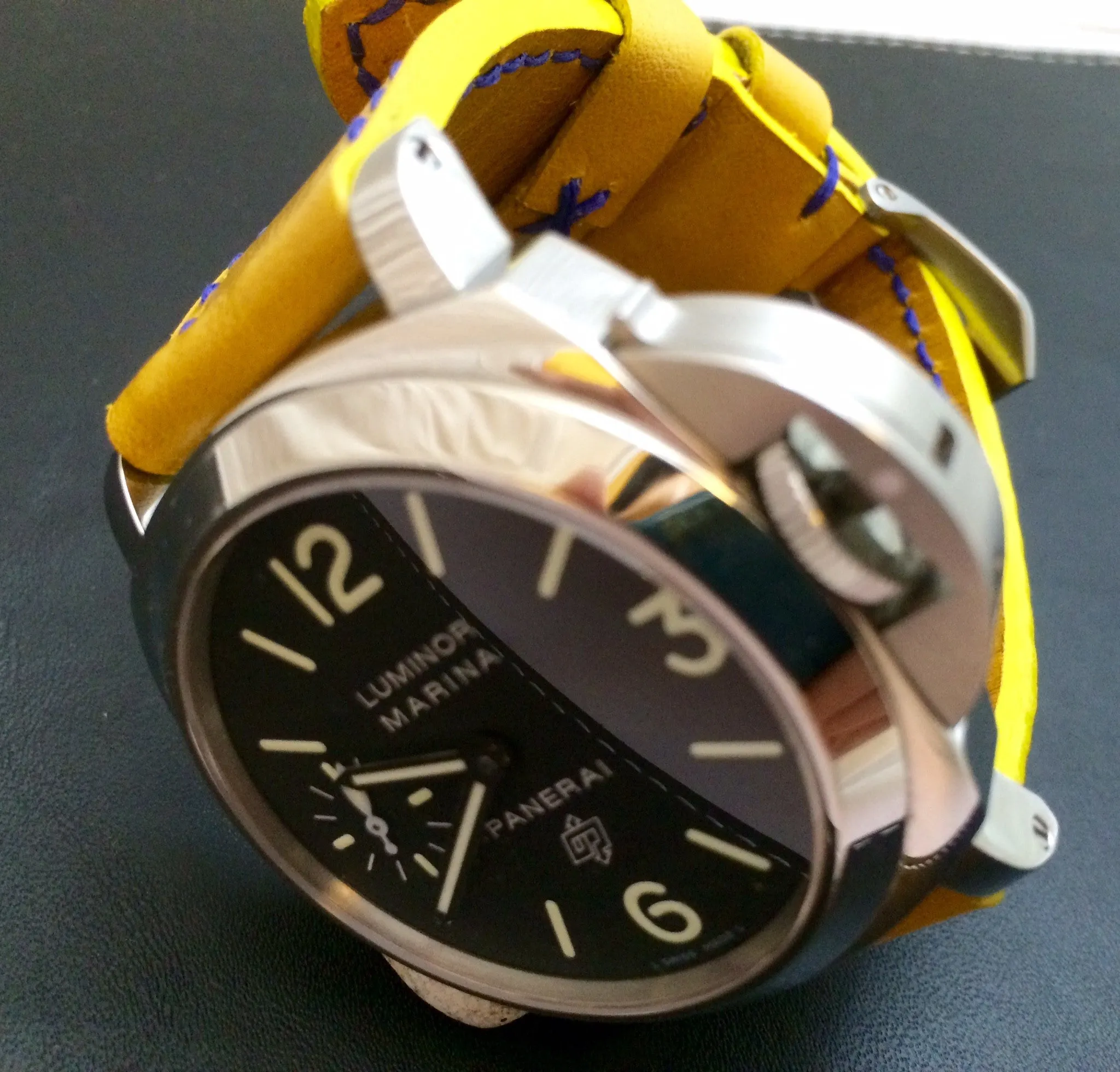 Panerai Watch Strap, Panerai Watch Band 26mm, Yellow Leather Watch Strap, 24mm