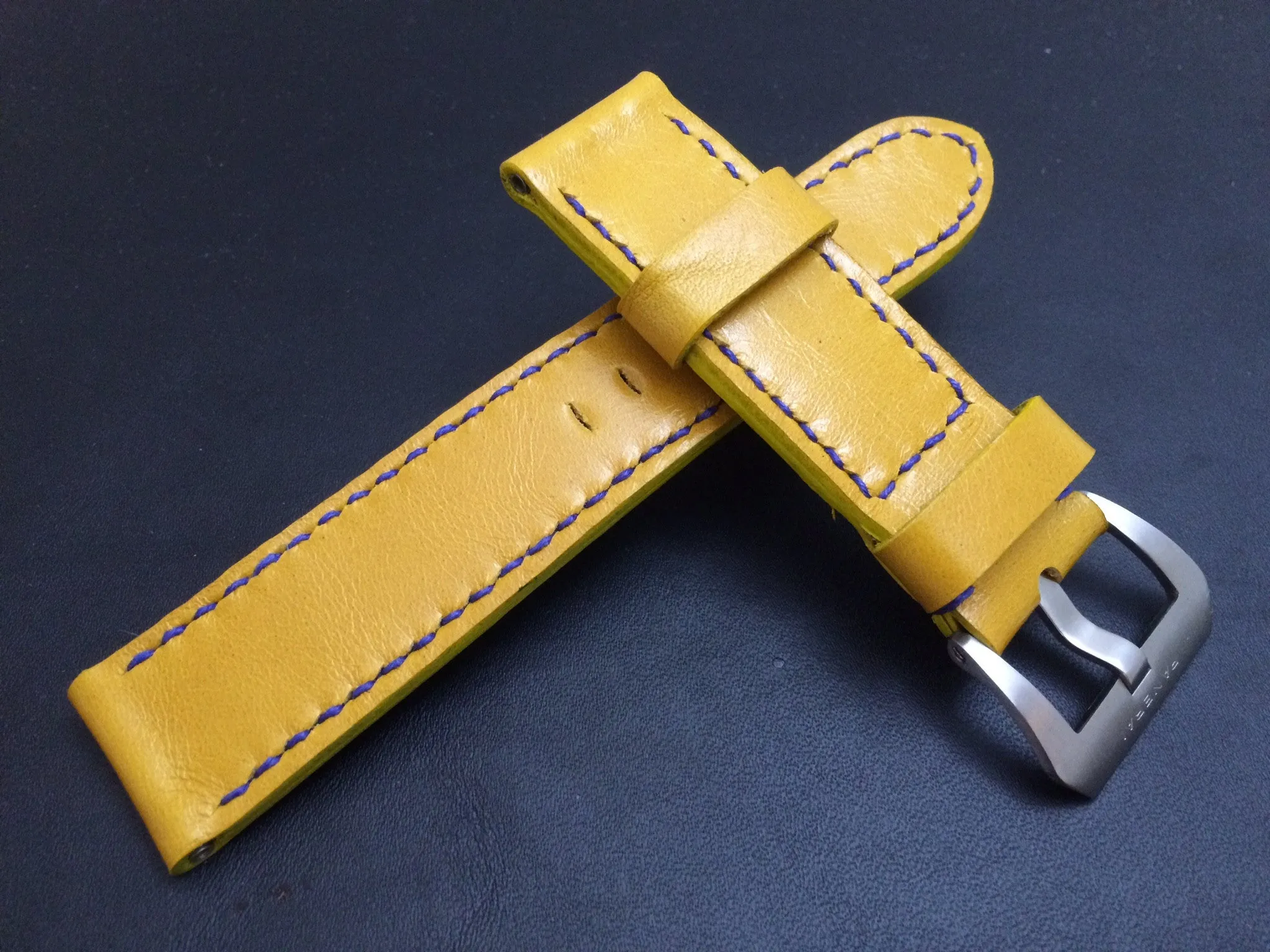 Panerai Watch Strap, Panerai Watch Band 26mm, Yellow Leather Watch Strap, 24mm
