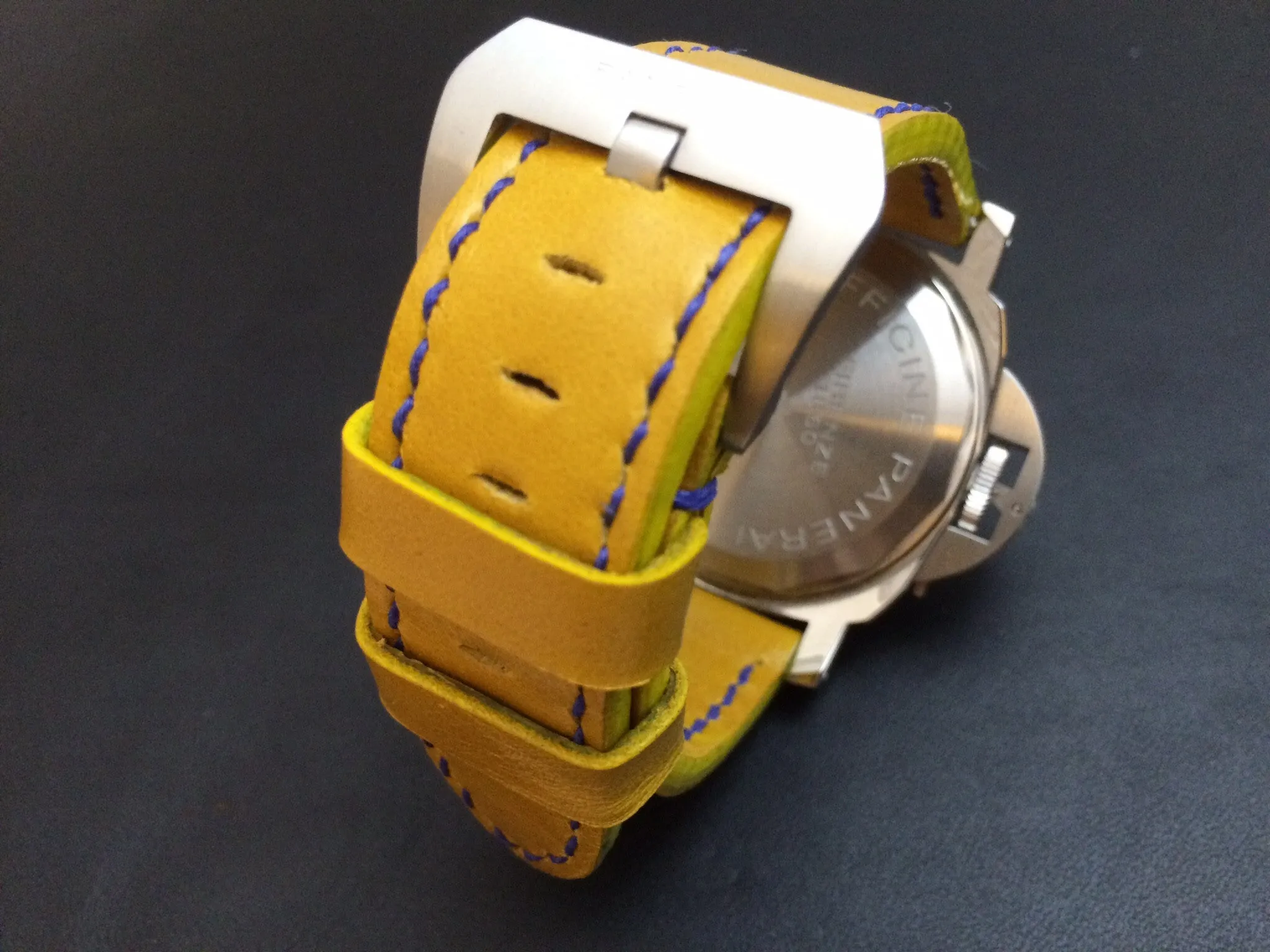 Panerai Watch Strap, Panerai Watch Band 26mm, Yellow Leather Watch Strap, 24mm