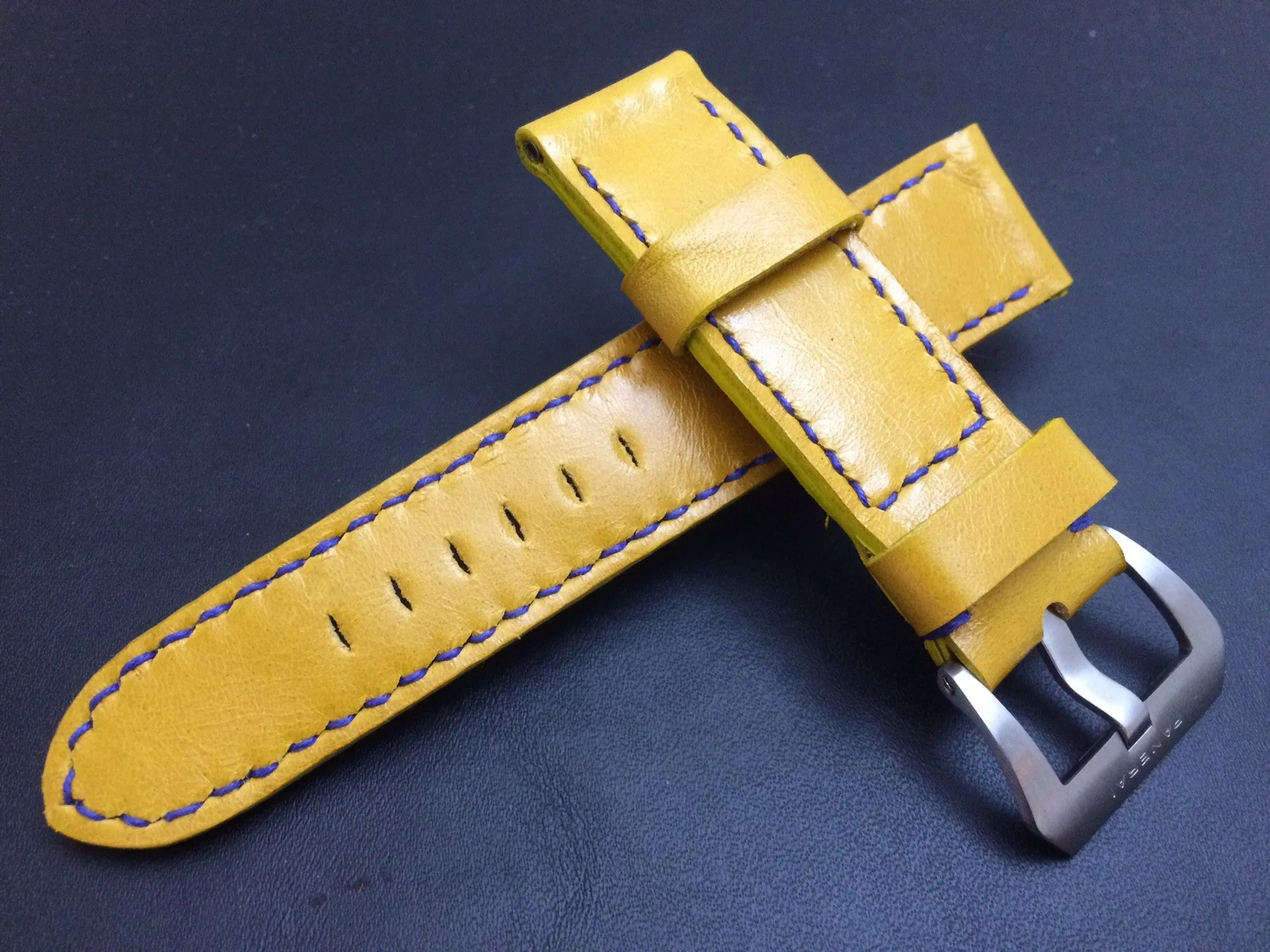 Panerai Watch Strap, Panerai Watch Band 26mm, Yellow Leather Watch Strap, 24mm