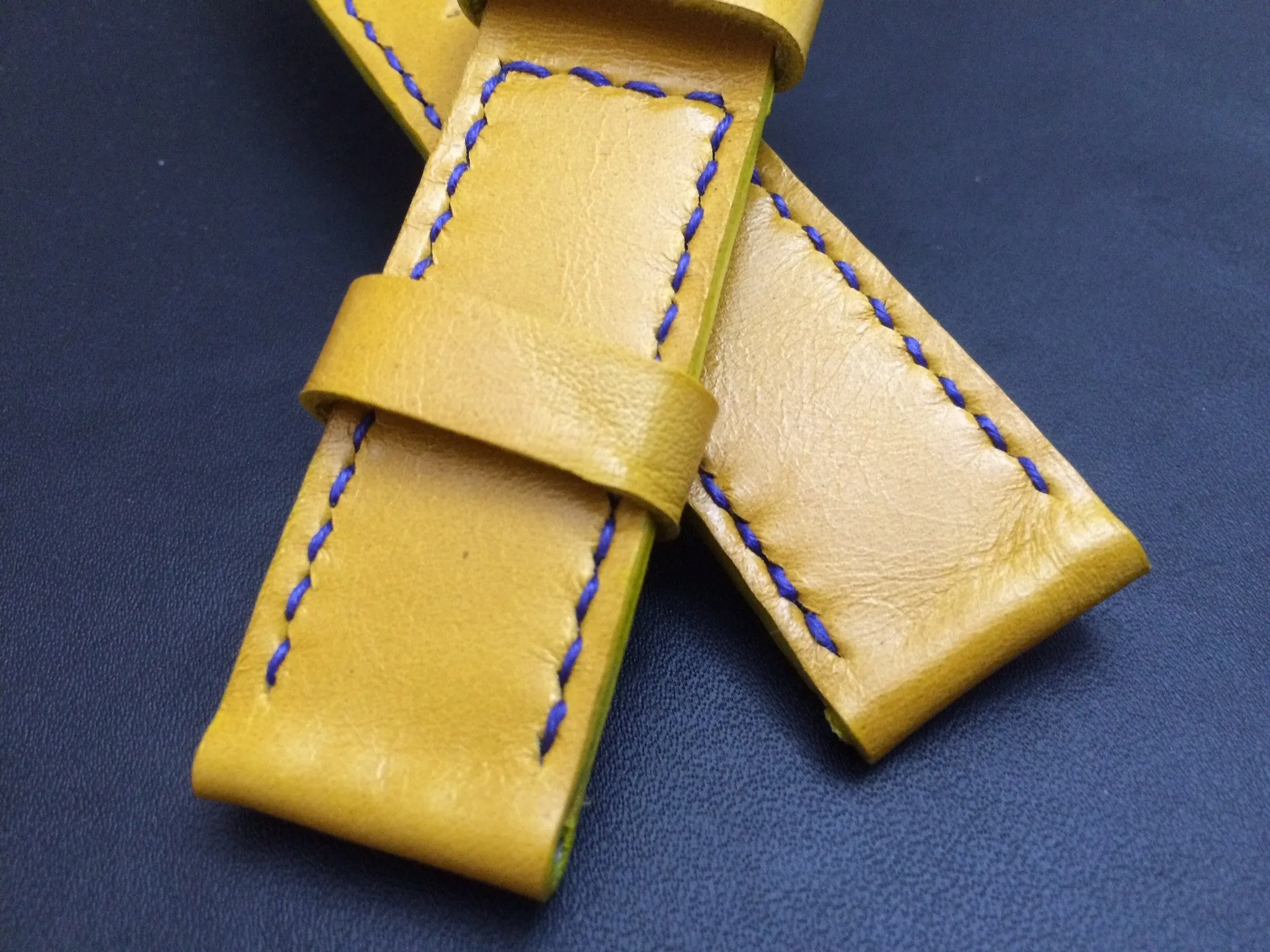 Panerai Watch Strap, Panerai Watch Band 26mm, Yellow Leather Watch Strap, 24mm