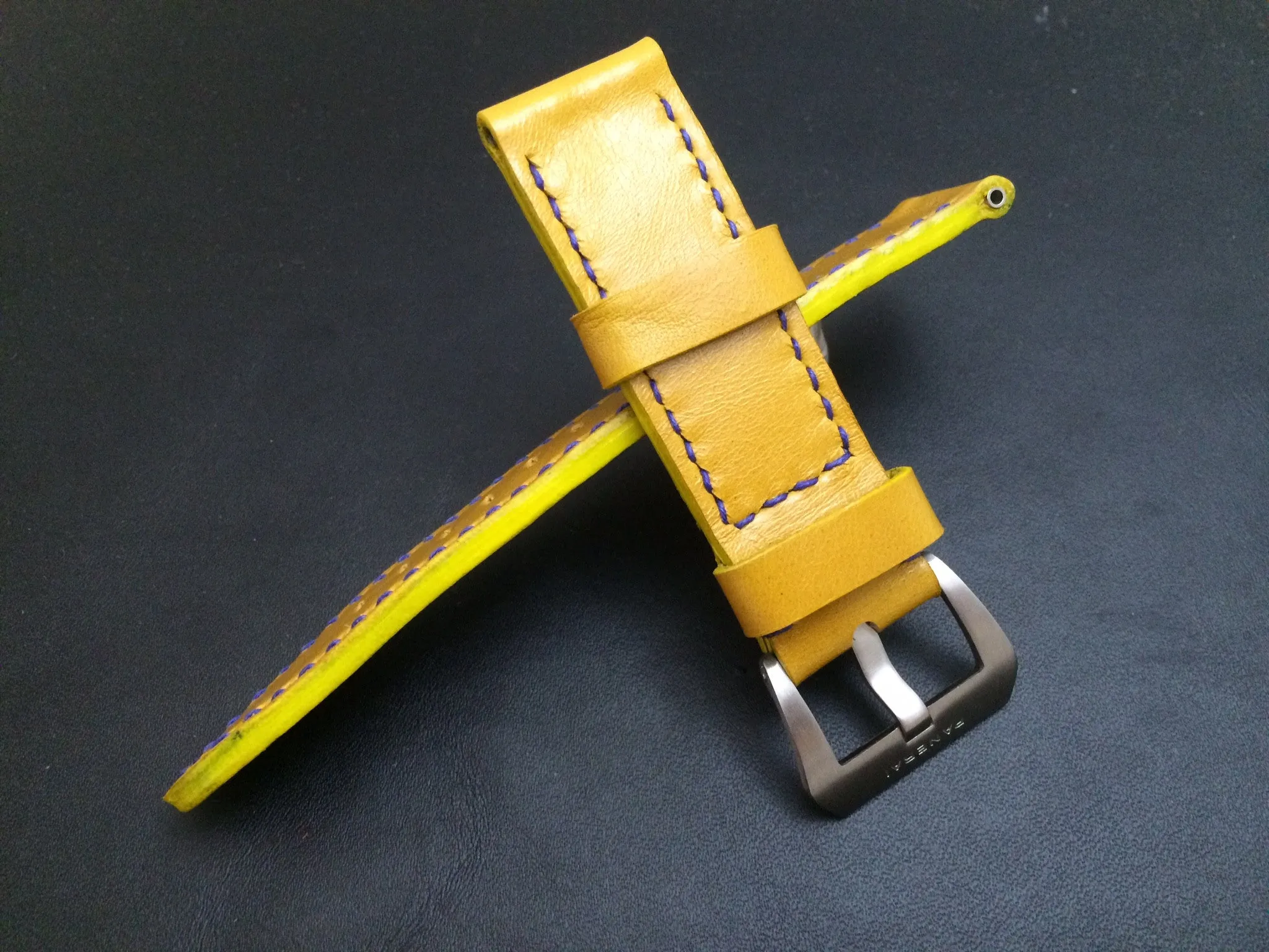 Panerai Watch Strap, Panerai Watch Band 26mm, Yellow Leather Watch Strap, 24mm