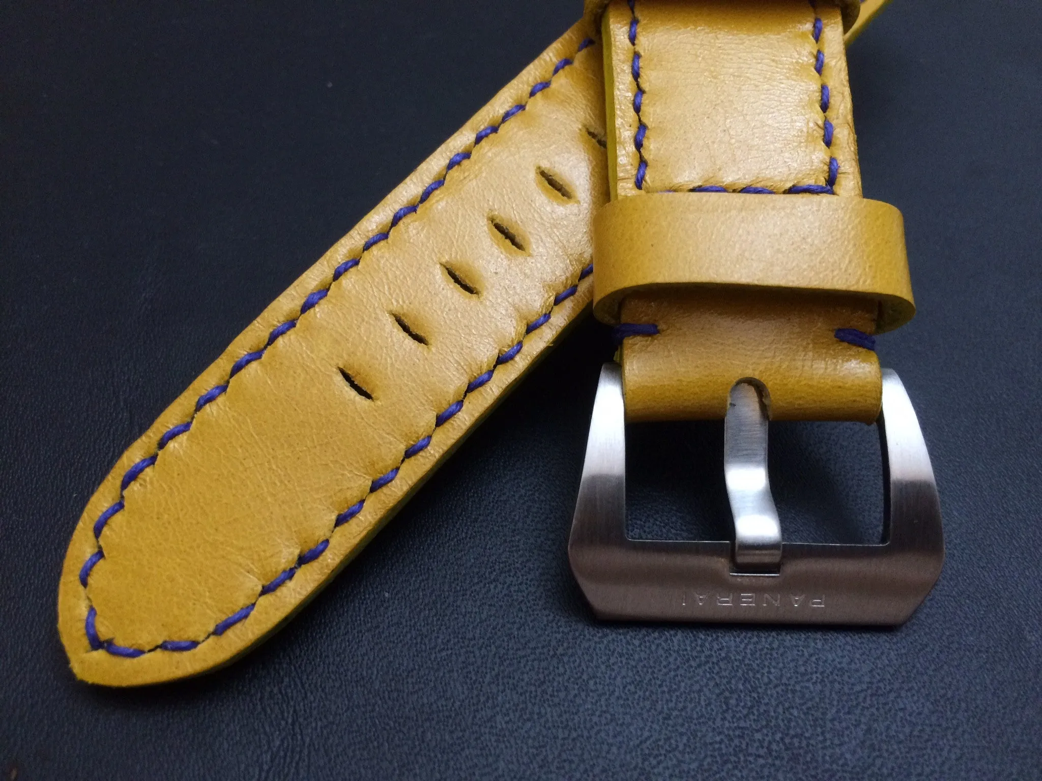 Panerai Watch Strap, Panerai Watch Band 26mm, Yellow Leather Watch Strap, 24mm