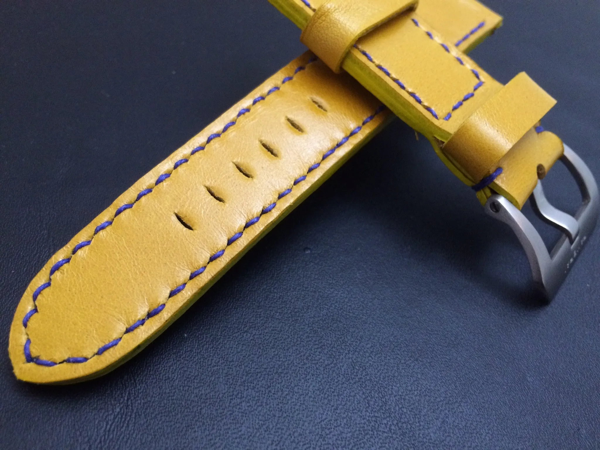 Panerai Watch Strap, Panerai Watch Band 26mm, Yellow Leather Watch Strap, 24mm