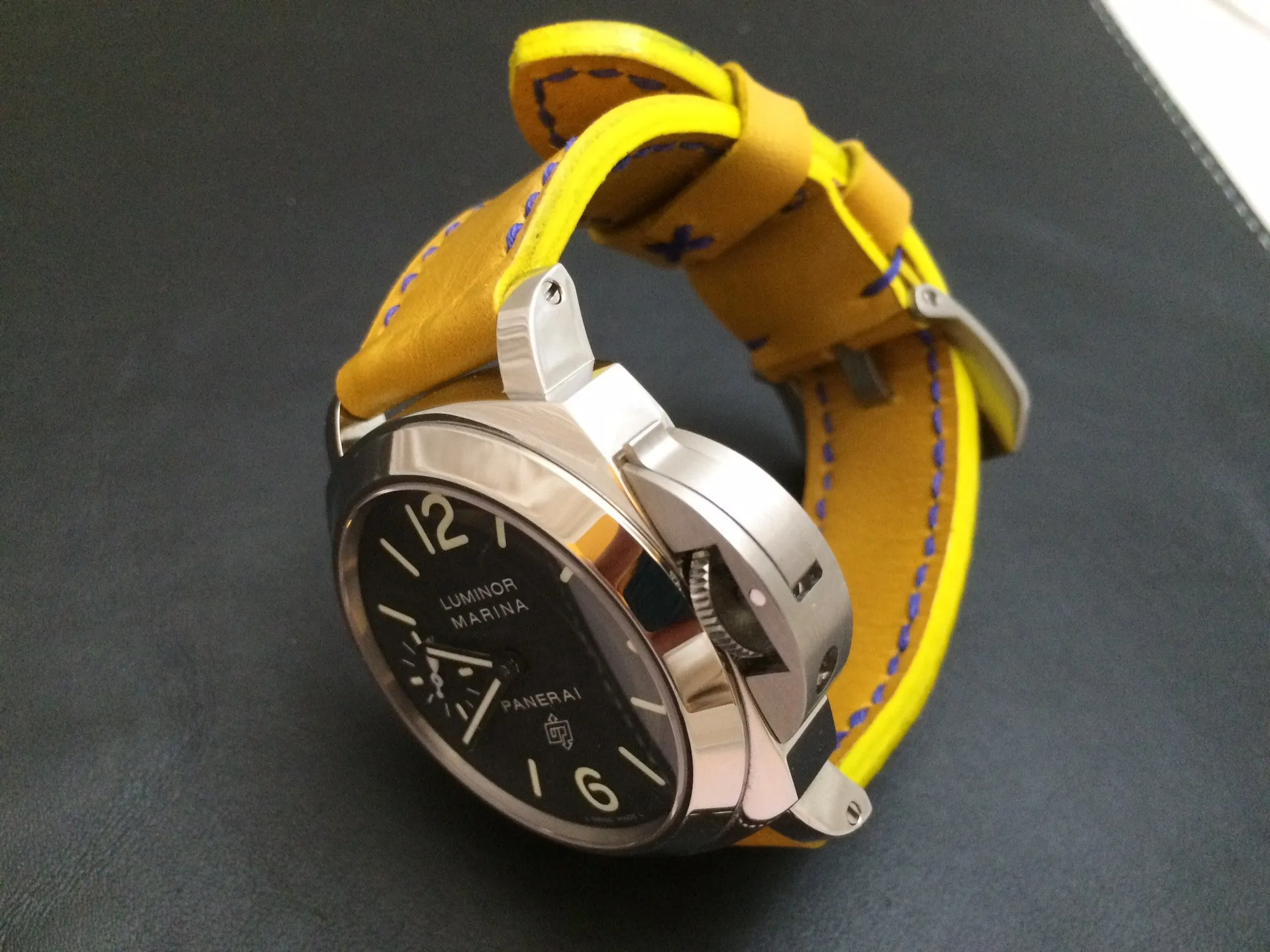Panerai Watch Strap, Panerai Watch Band 26mm, Yellow Leather Watch Strap, 24mm