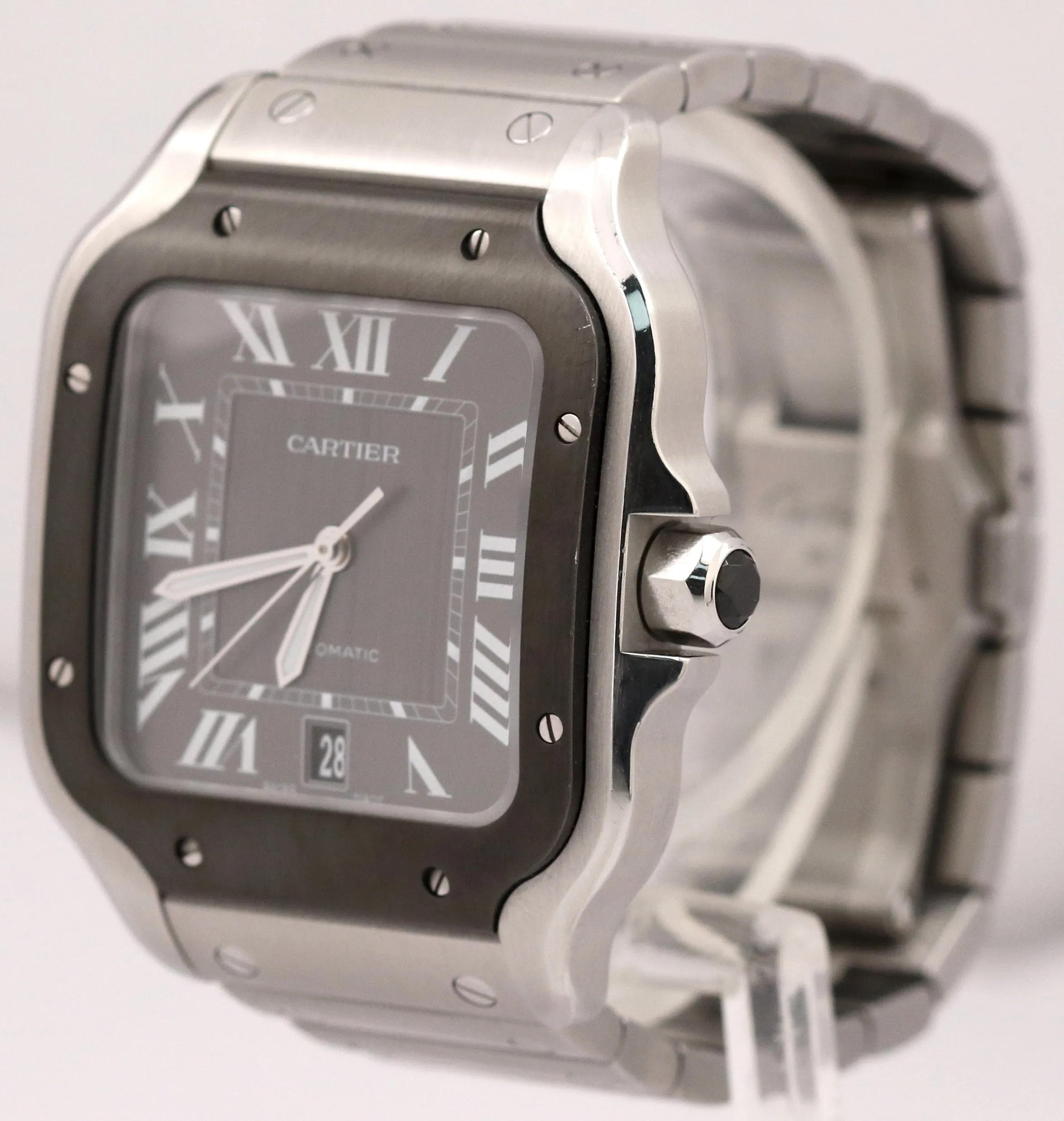 PAPERS Cartier Santos Large 39.8mm BLACK ADLC Gray Steel 4072 WSSA0037 Watch BOX