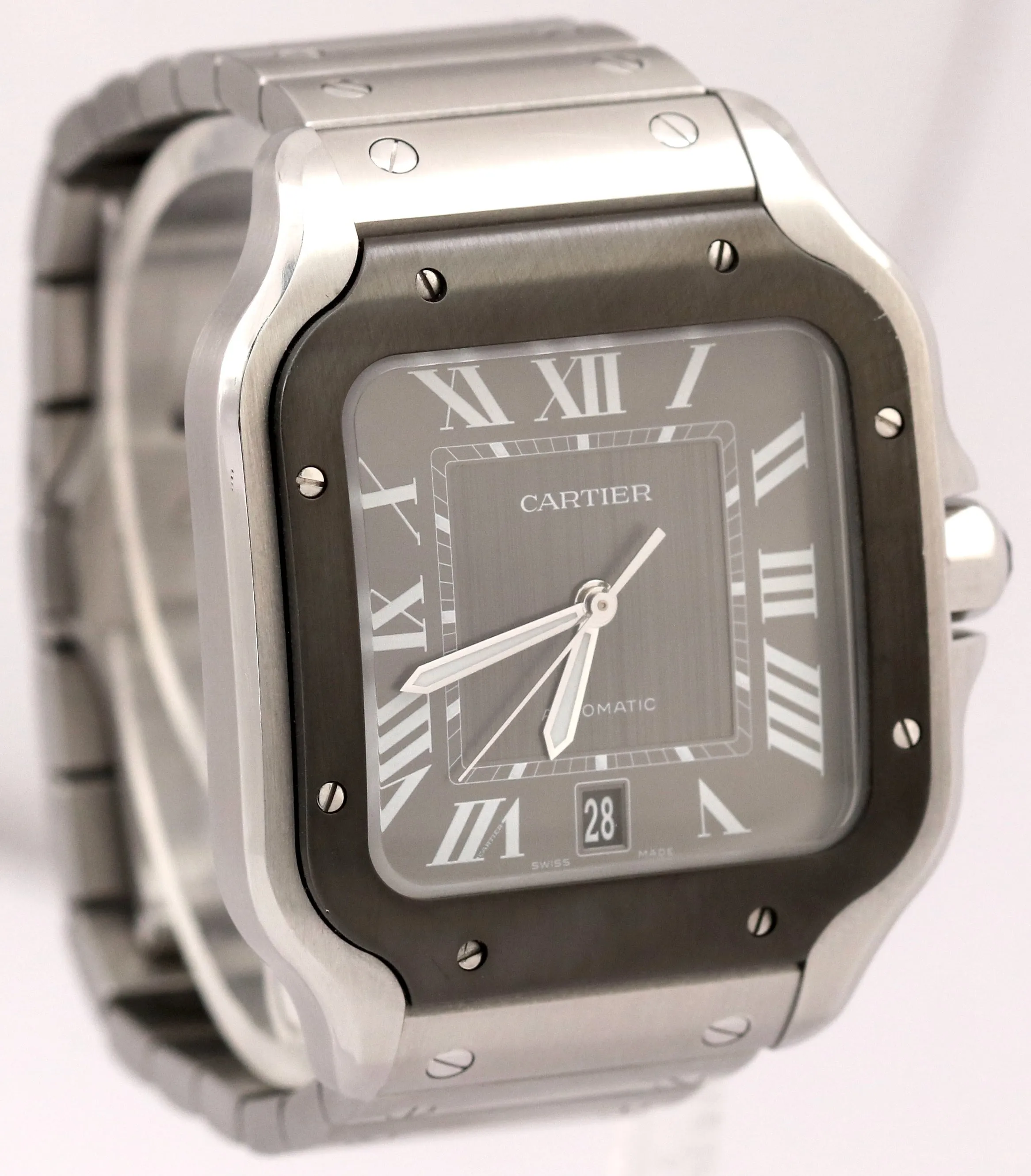 PAPERS Cartier Santos Large 39.8mm BLACK ADLC Gray Steel 4072 WSSA0037 Watch BOX