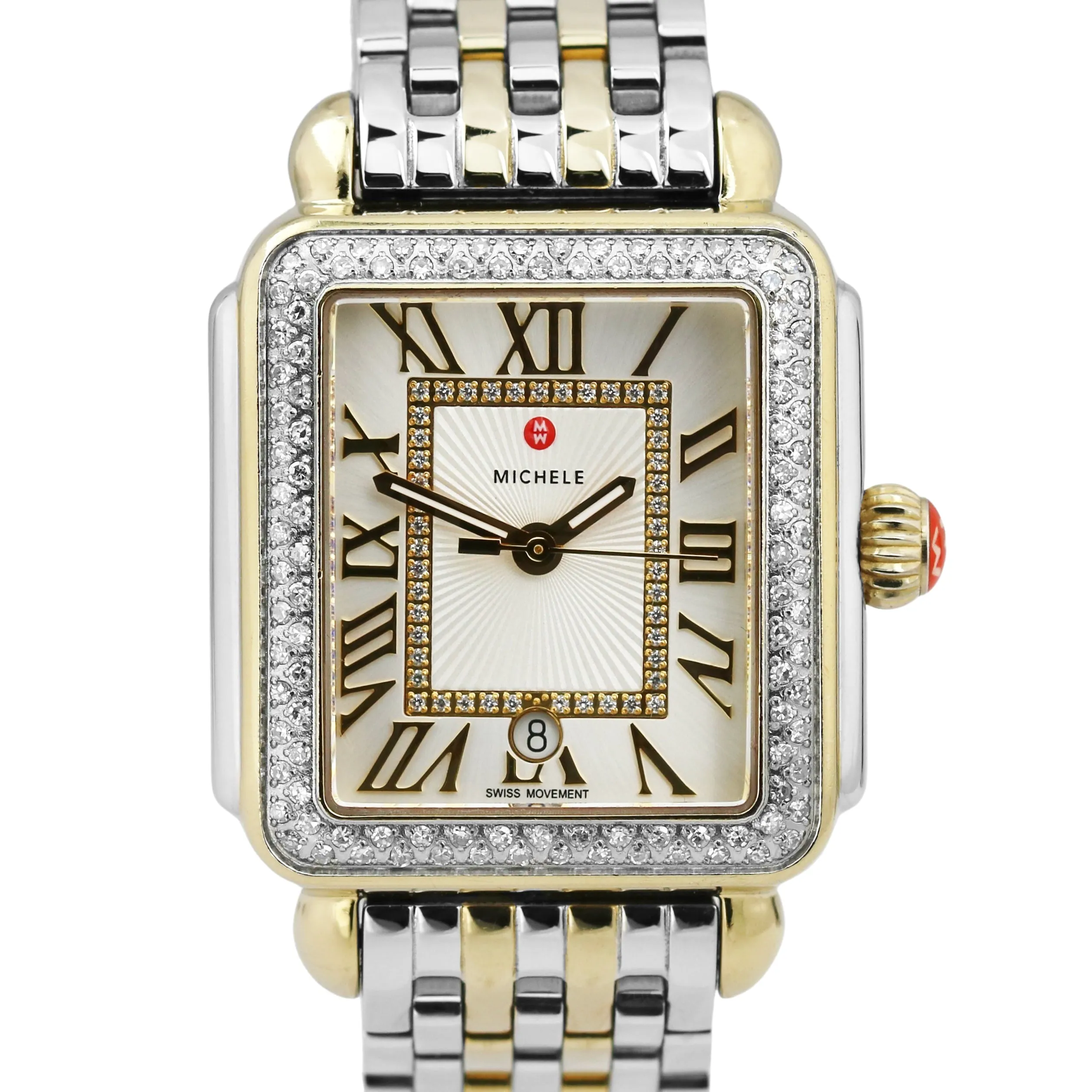 PAPERS Michele Deco Madison DIAMOND Sunray Steel Quartz 33mm MW06T01C5018 B P