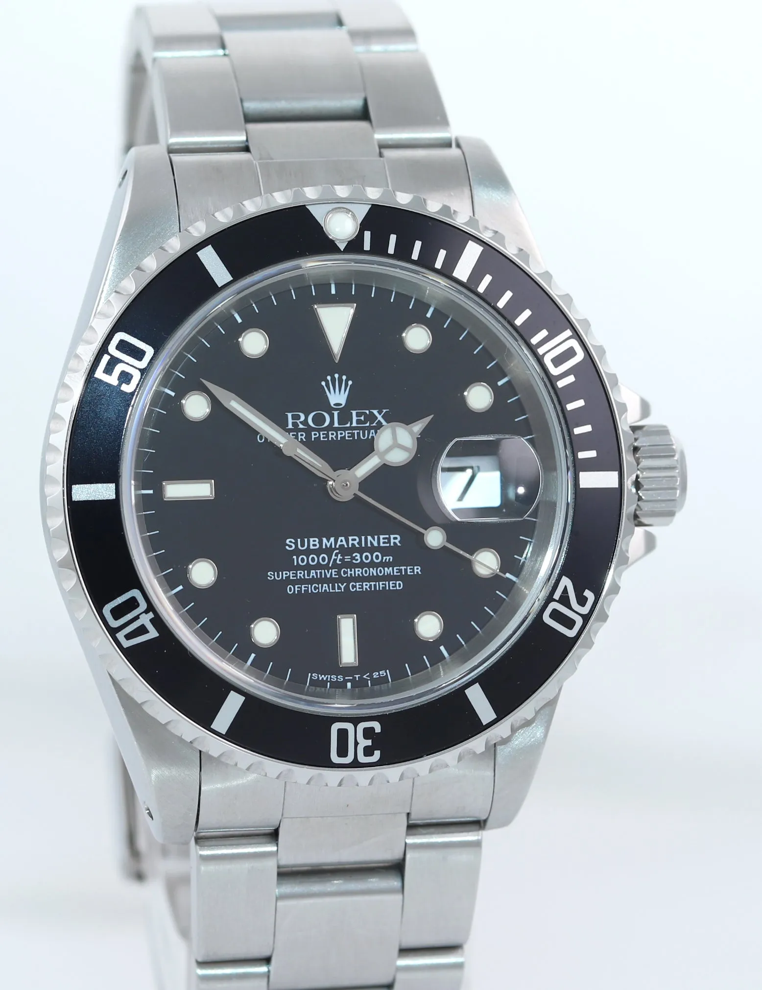PAPERS MINT Rolex Submariner Date 16610 Steel Tritium Black Dial Oyster Watch