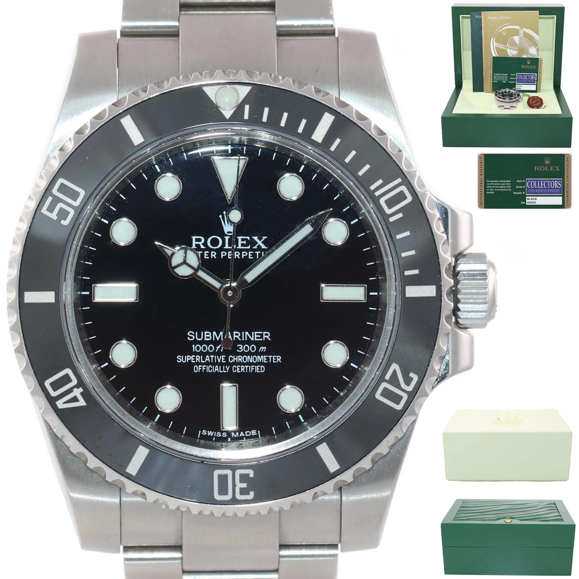 PAPERS MINT Rolex Submariner No-Date 114060 Steel Black Ceramic Watch Box