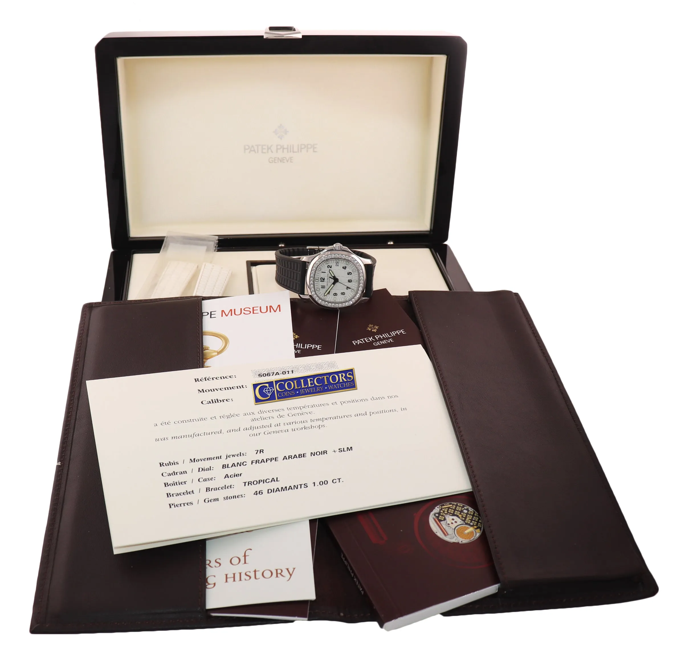 PAPERS Patek Philippe AQUANAUT LUCE White Steel Quartz Diamond 5067A Watch