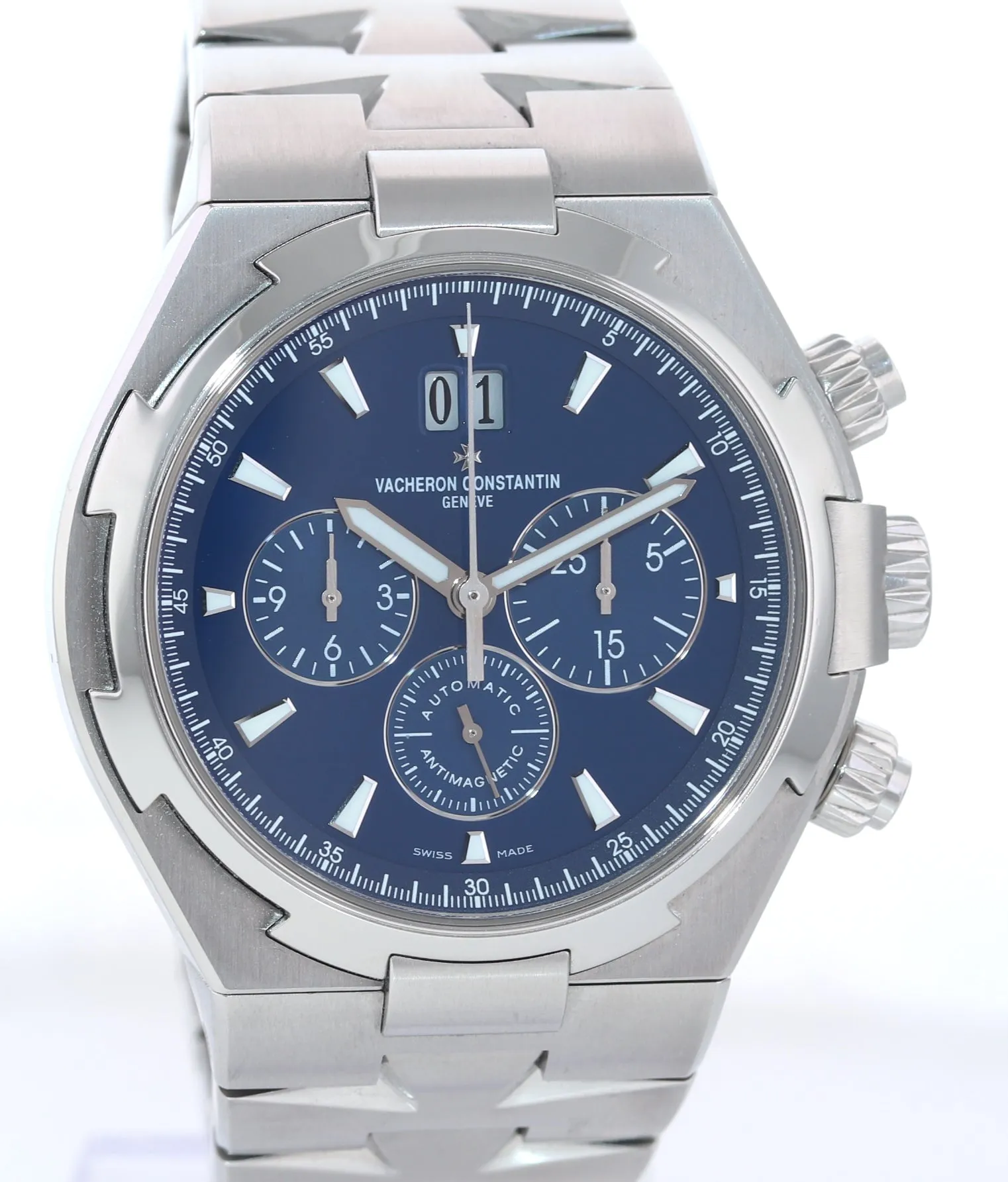 PAPERS Vacheron Constantin Overseas 49150 42mm Blue Steel Chronograph Watch Box