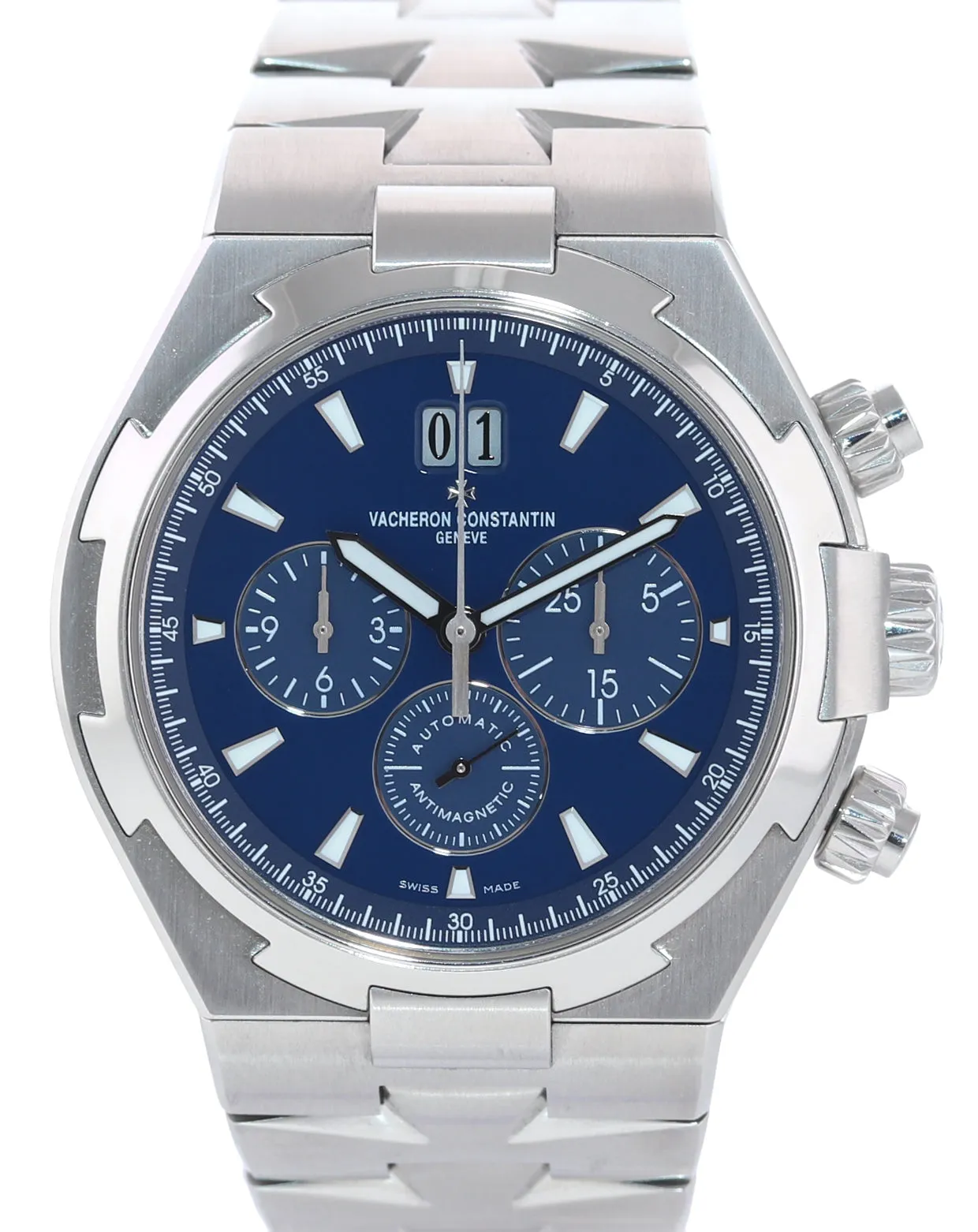 PAPERS Vacheron Constantin Overseas 49150 42mm Blue Steel Chronograph Watch Box