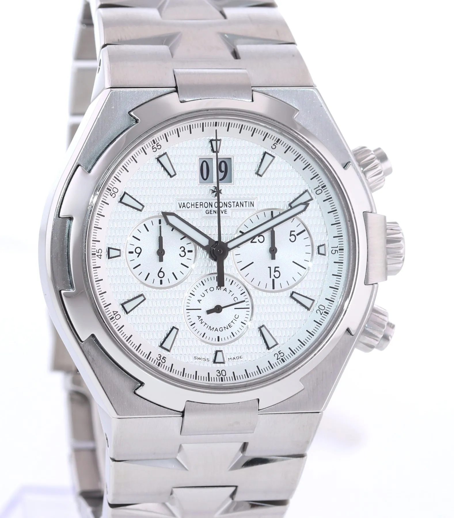 PAPERS Vacheron Constantin Overseas 49150 42mm White Steel Chronograph Watch Box