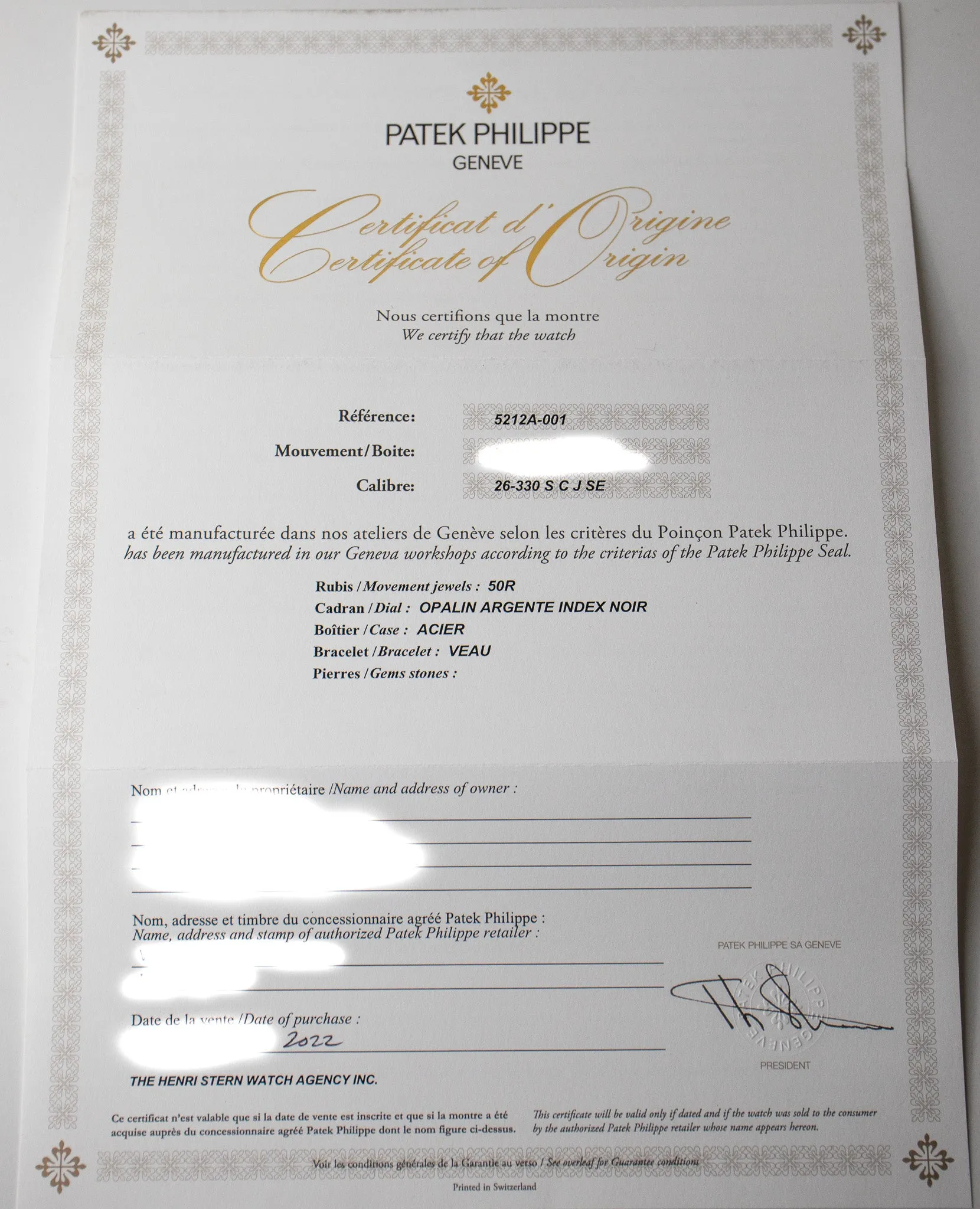 Patek Philippe Calatrava Weekly Calendar 5212A