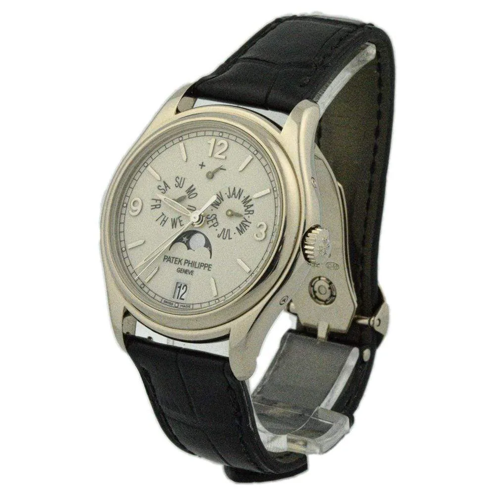 Patek Philippe Men's Complications Annual Calendar 18K White Gold 39mm Cream Lacquered Stick Watch Reference #:  5146G