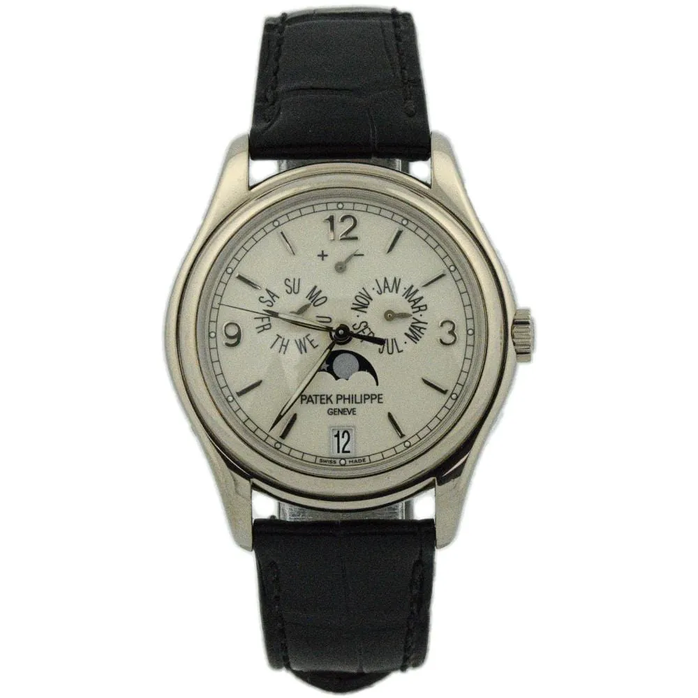 Patek Philippe Men's Complications Annual Calendar 18K White Gold 39mm Cream Lacquered Stick Watch Reference #:  5146G