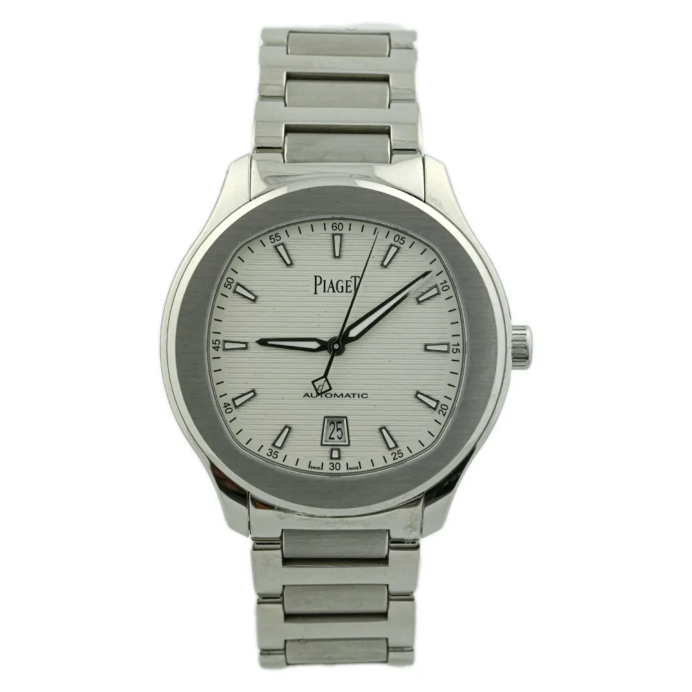 Piaget Men's Polo S Stainless Steel 42mm Silver Horizontal Guilloche Stick Dial Watch Reference #: G0A41001