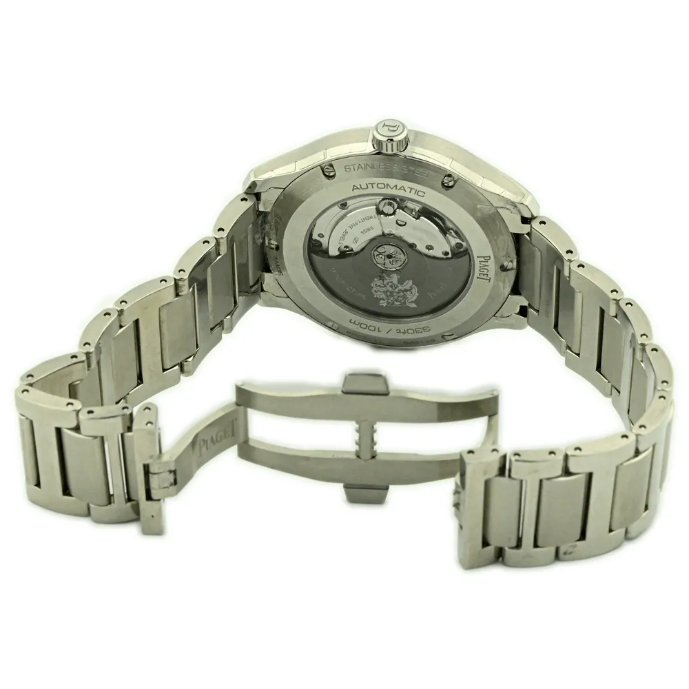 Piaget Men's Polo S Stainless Steel 42mm Silver Horizontal Guilloche Stick Dial Watch Reference #: G0A41001