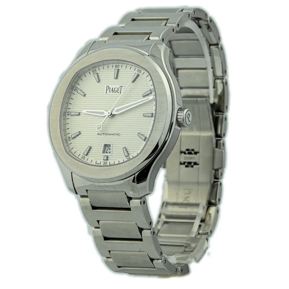 Piaget Men's Polo S Stainless Steel 42mm Silver Horizontal Guilloche Stick Dial Watch Reference #: G0A41001